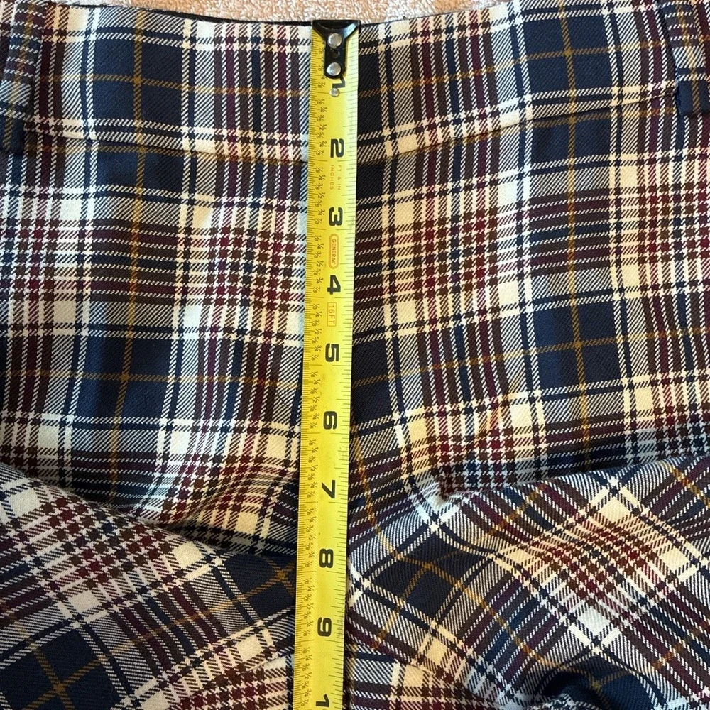 Tory Burch Women's Size 2 Garrett Tartan Plaid Crop Flare Pants Belt Loops